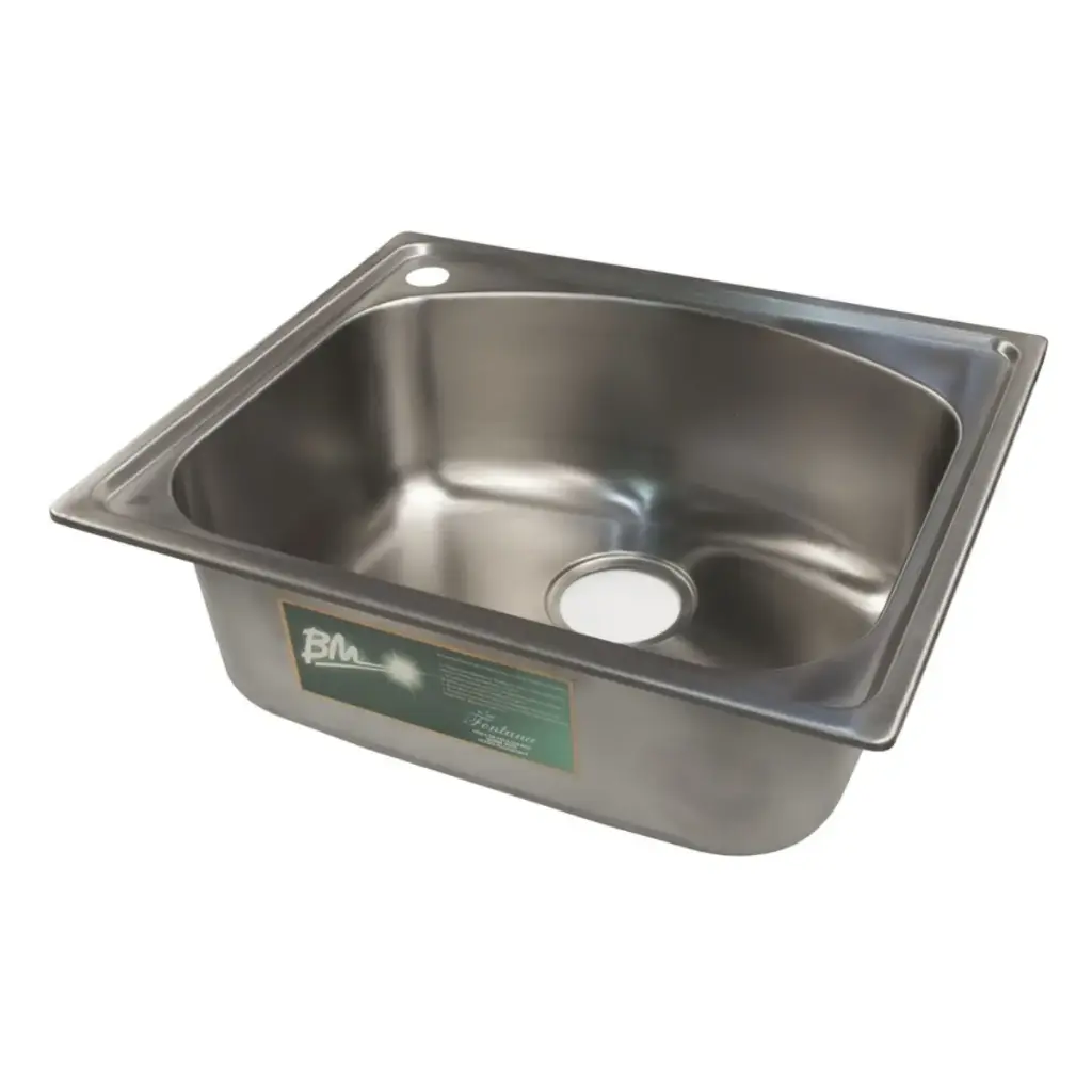 FREGADERO SENCILLO DE 1 TINA SERIE NEPTUNO FONTANA 53 CM X 45 CM X 20 CM REF. BM-UA6108CSA MARCA BM
