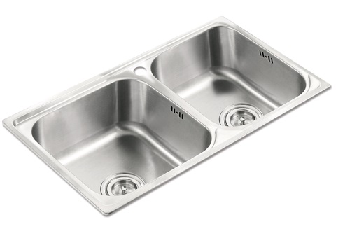 FREGADERO DE ACERO INOX. 2 PONCHERA SOBRE TOPE 72 X 42 X 22 CM REF. FRE-100 MARCA FERMETAL