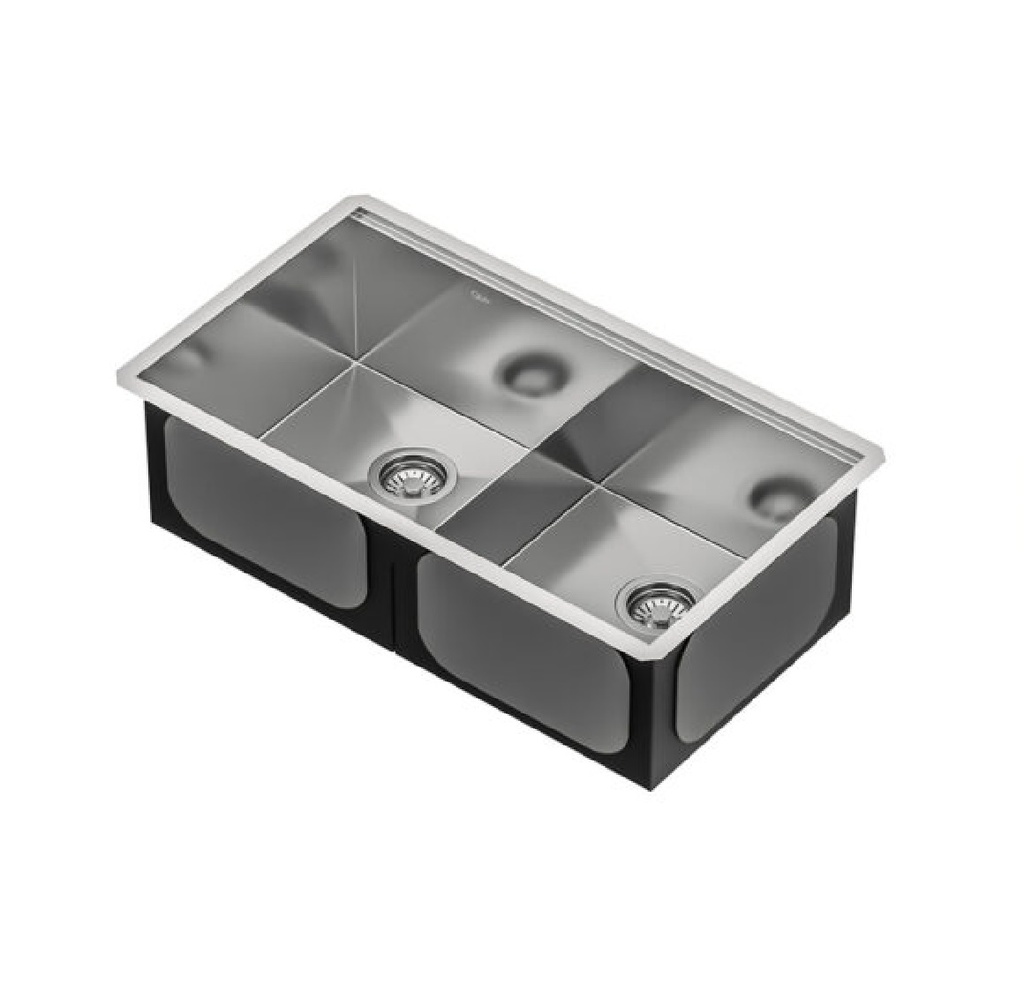 FREGADERO DE 2 TINAS QM+ SUPREME 33" X 19" 84 X 48 CM COLOR SATIN MARCA QUALITY METAL