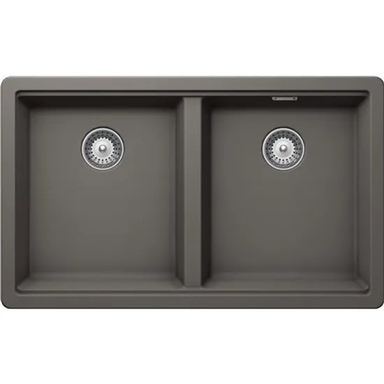FREGADERO DE CUARZO MOD.GREENWICH N-200 SILVERSTONE 2 PONCHERAS 75 CM X 46 CM MARCA SCHOCK