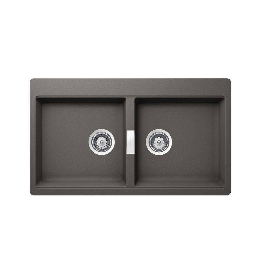 FREGADERO DE CUARZO MOD. HORIZONT N-200 SILVERSTONE 2 PONCHERAS 86 CM X 50 CM MARCA SCHOCK