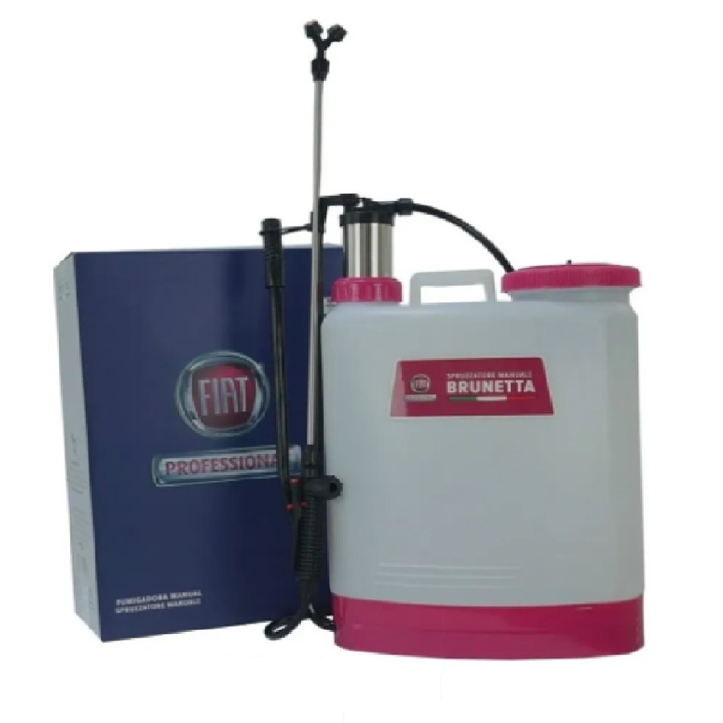 FUMIGADORA / ASPERJADORA DE ESPALDA MANUAL 20 LTS 43 PSI PISTON ACERO INOX REF. BRUNETTA MARCA FIAT