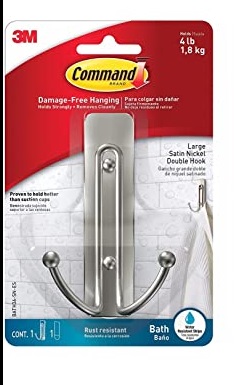 GANCHO / PERCHERO METAL DOBLE SATINADO P/COLG. C/DOBLE FAZ (SUJETA 1.8KG) COD. BATH36-SN-ES MARCA 3M