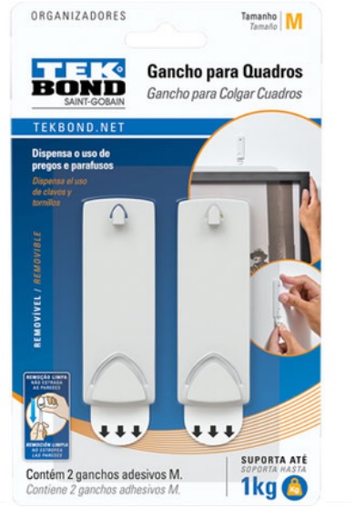 GANCHO PLASTICO AUTO ADHESIVO PARA CUADRO SOPORTA HASTA 1KG BLANCO REF 08112 / 382706 MARCA TEK BOND