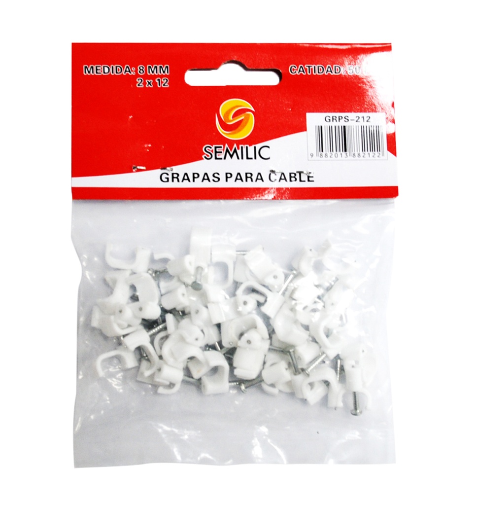 GRAPA PLASTICA PLANA PARA CABLE ST 2 X 10 (BOLSA DE 50 UND) REF. GRPS-210 MARCA SEMILIC