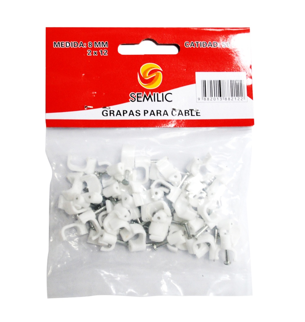 GRAPA PLASTICA PLANA PARA CABLE ST 2 X 12 (BOLSA DE 50 UND) REF. GRPS-212 MARCA SEMILIC