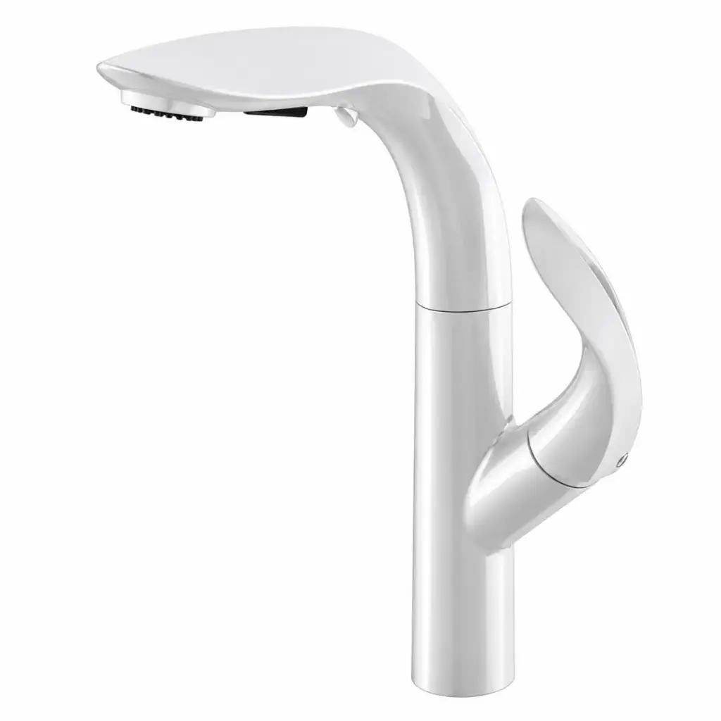 GRIFERIA MONOMANDO ALTO PARA LAVAMANOS MODELO FOGLIA WHITE / BLANCO REF. GRI.02.21 MARCA BARI