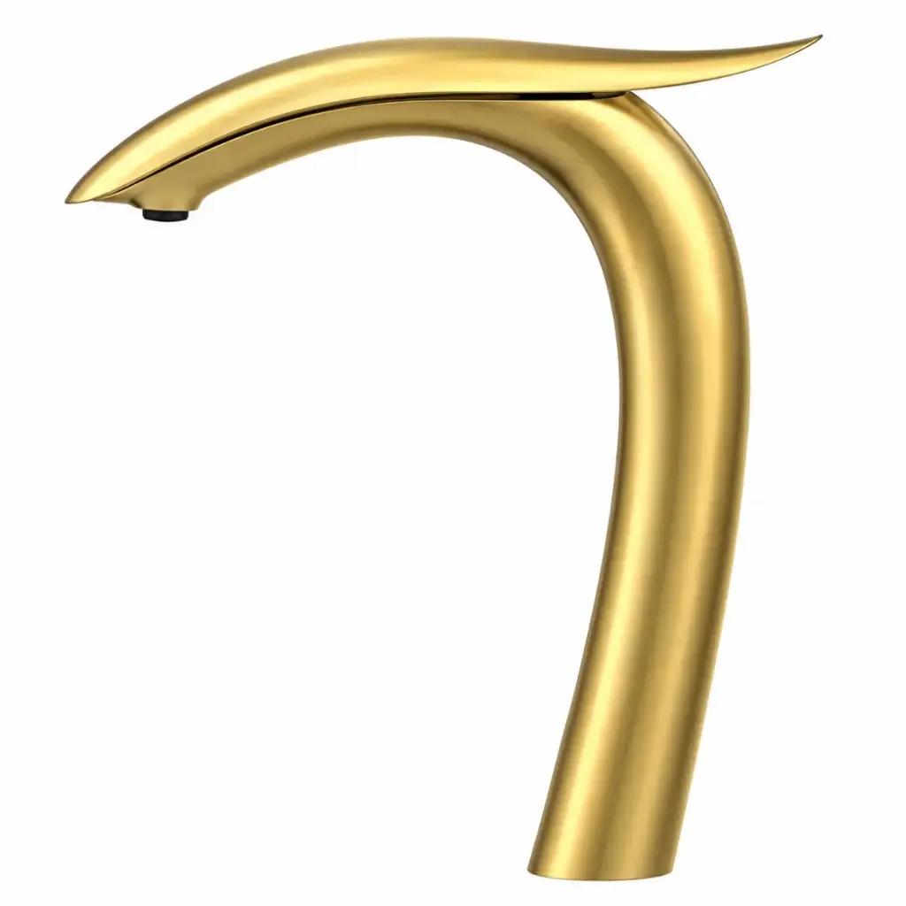 GRIFERIA MONOMANDO ALTO 29 CM PARA LAVAMANOS MODELO DRACO BRUSH GOLD REF. GRI.02.36 MARCA BARI