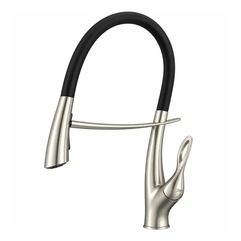 GRIFERIA MONOMANDO ALTO 49CM PARA FREGADERO MODELO AIRONE BRUSH NICKEL REF. GRI.03.41 MARCA BARI