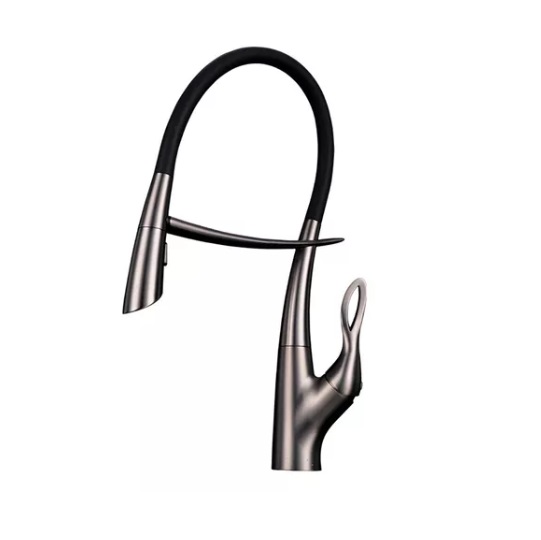 GRIFERIA MONOMANDO ALTO 49CM PARA FREGADERO MODELO AIRONE GUNMETAL BLACK REF. GRI.03.43 MARCA BARI