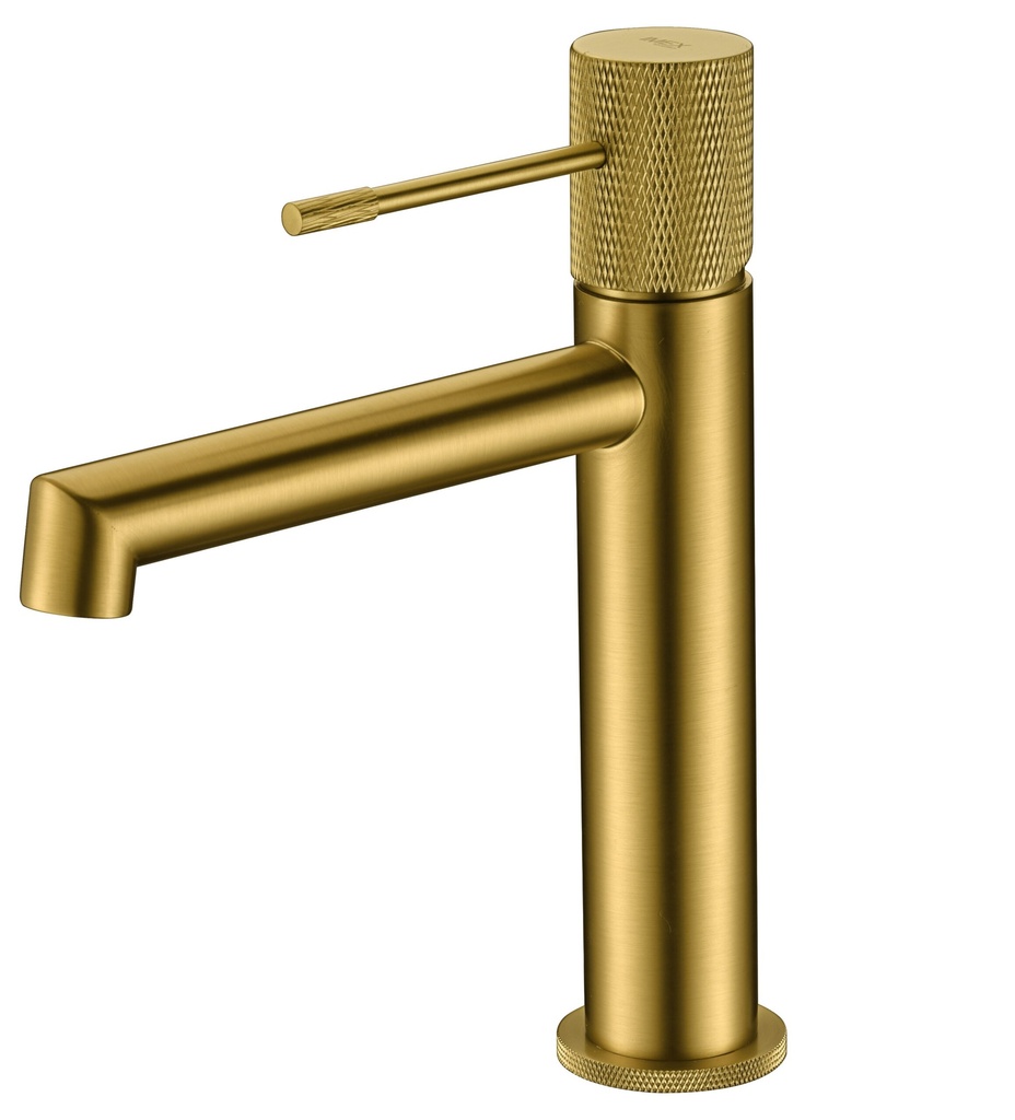 GRIFERIA MONOMANDO BAJO PARA LAVAMANO SERIE LINE ORO CEPILLADO REF. BDD038-1/OC MARCA IMEX