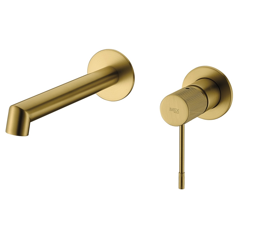 GRIFERIA MONOMANDO DE PARED PARA LAVAMANO SERIE LINE ORO CEPILLADO REF. GLD038/OC MARCA IMEX