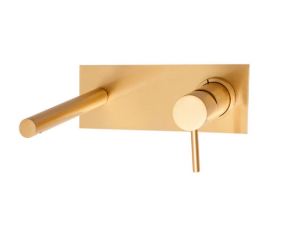 GRIFERIA / GRUPO PARA LAVAMANOS DE PARED DORADO REF. KUBO-119 MARCA KUBO