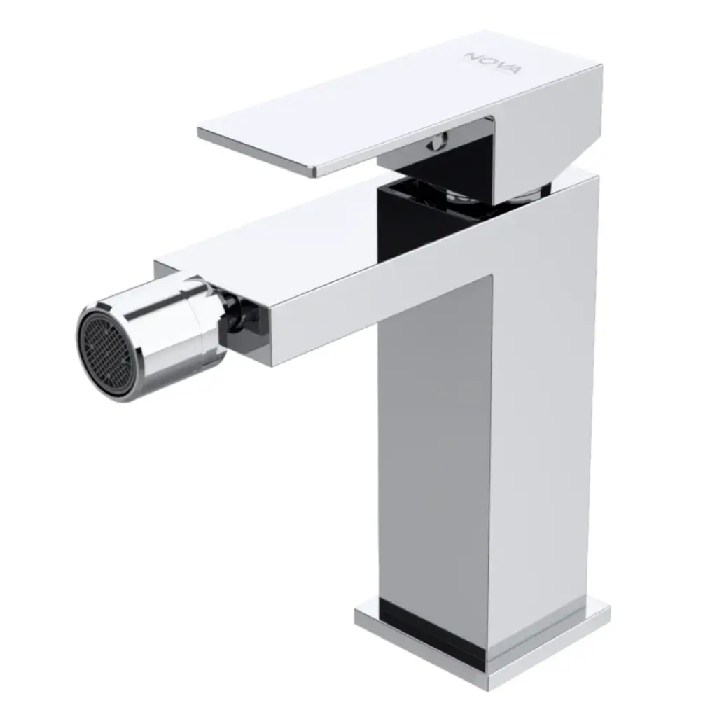 GRIFERIA MONOMANDO BAJO PARA BIDET C/AIREADOR SERIE KUBE GRI CHROME / CROMADO REF. NVGRI9873 NOVA