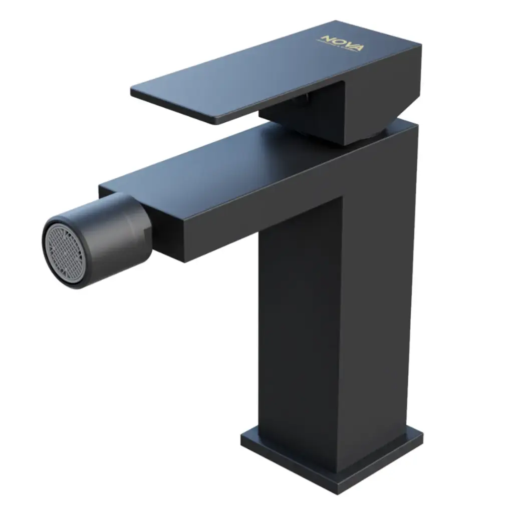 GRIFERIA MONOMANDO BAJO PARA BIDET C/AIREADOR SERIE KUBE GRI NOIR / NEGRO REF. NVGRI9874 NOVA