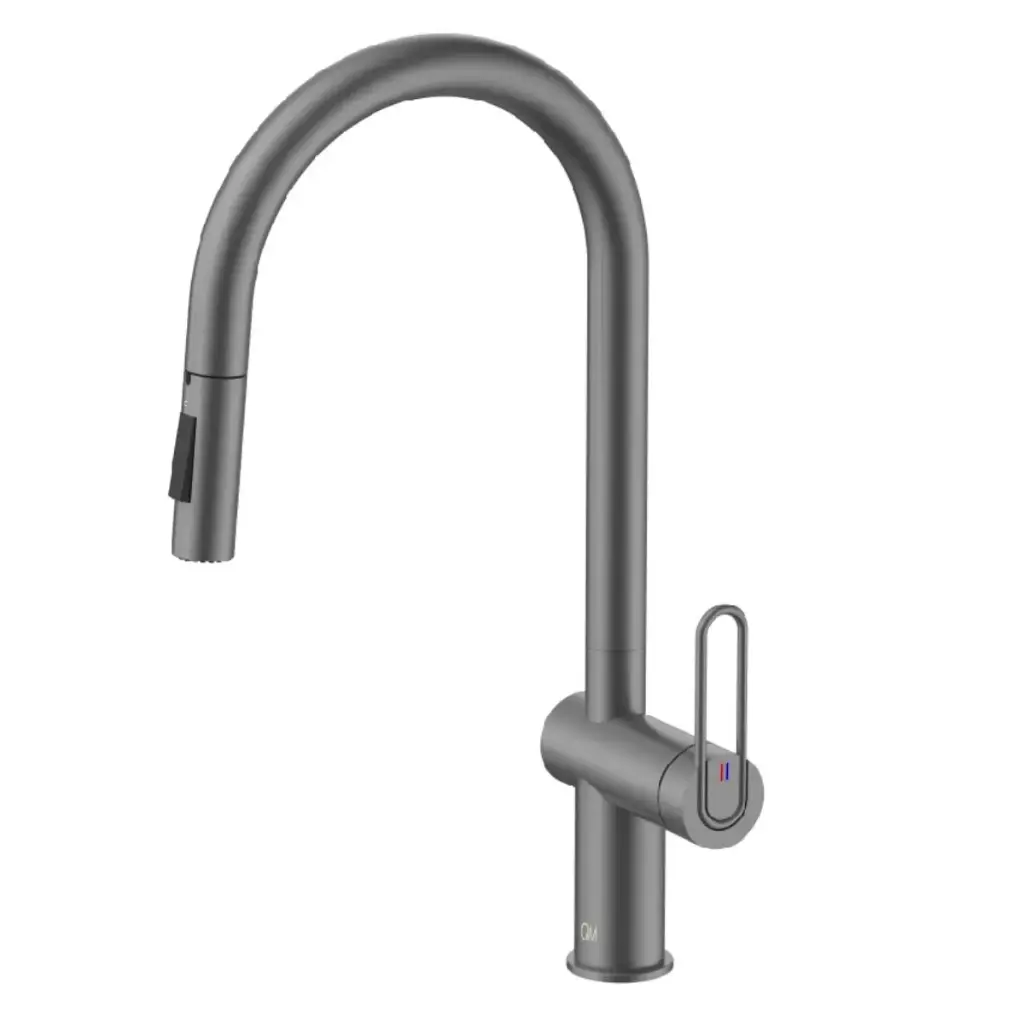 GRIFERIA PARA FREGADERO MONOMANDO SERIE LOTUS COLOR GUN GREY REF. 14.700.1007.GR MARCA QUALITY METAL