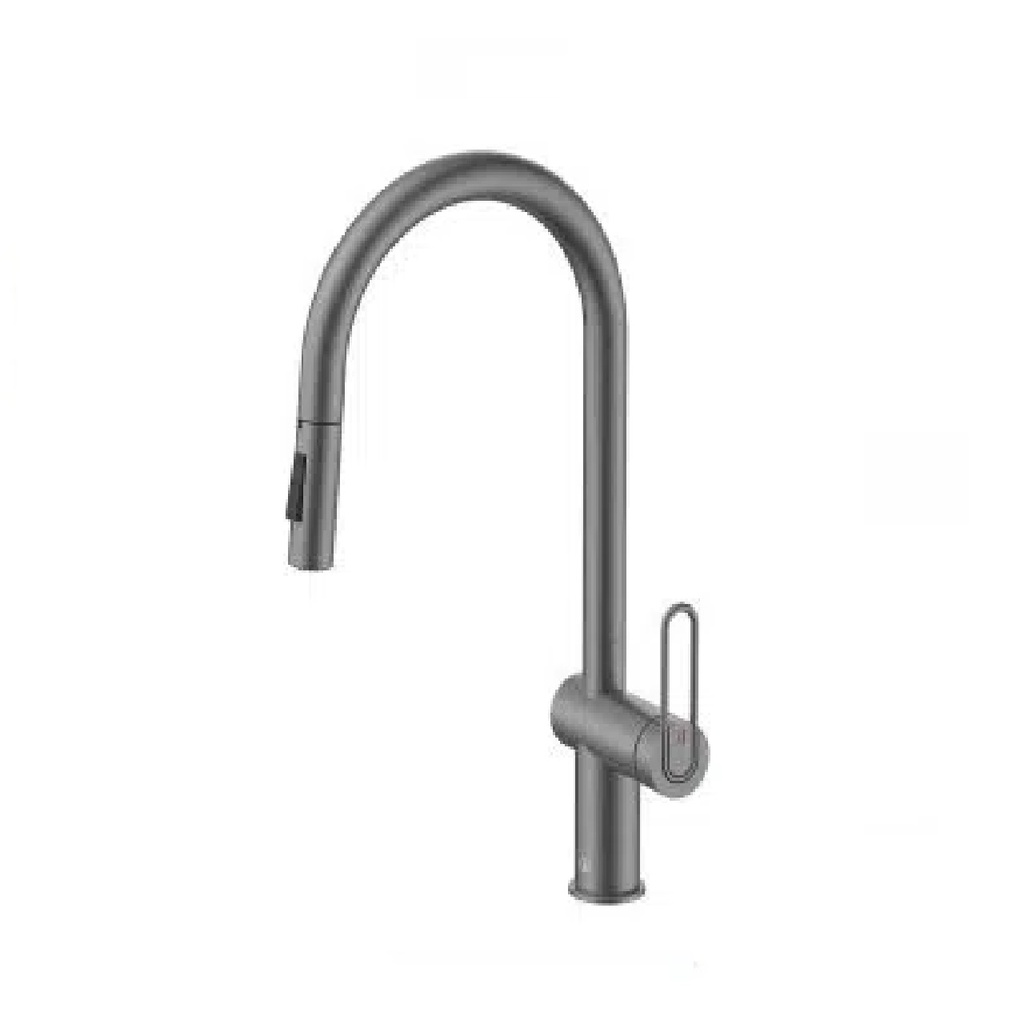 GRIFERIA PARA FREGADERO MONOMANDO SERIE LOTUS COLOR GUN GREY REF. 14.700.1007.GR MARCA QUALITY METAL