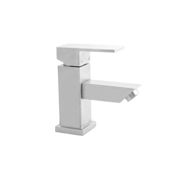 GRIFERIA PARA LAVAMANOS SERIE KAI DE 15 CM COLOR SATIN REF. QM-14.700.2001 MARCA QUALITY METAL