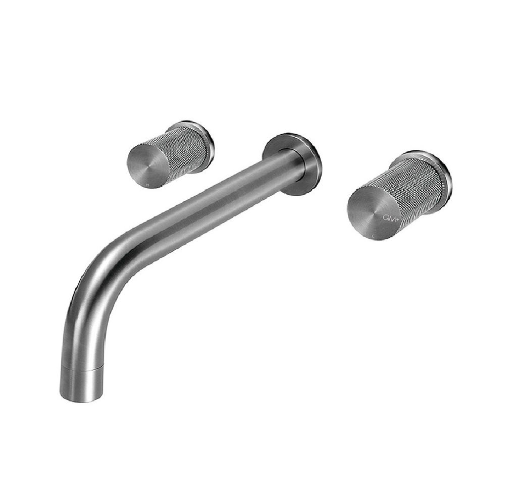 GRIFERÍA / GRUPO PARA LAVAMANOS A PARED QM+ SERIE SUPREME COLOR SATIN MARCA QUALITY METAL