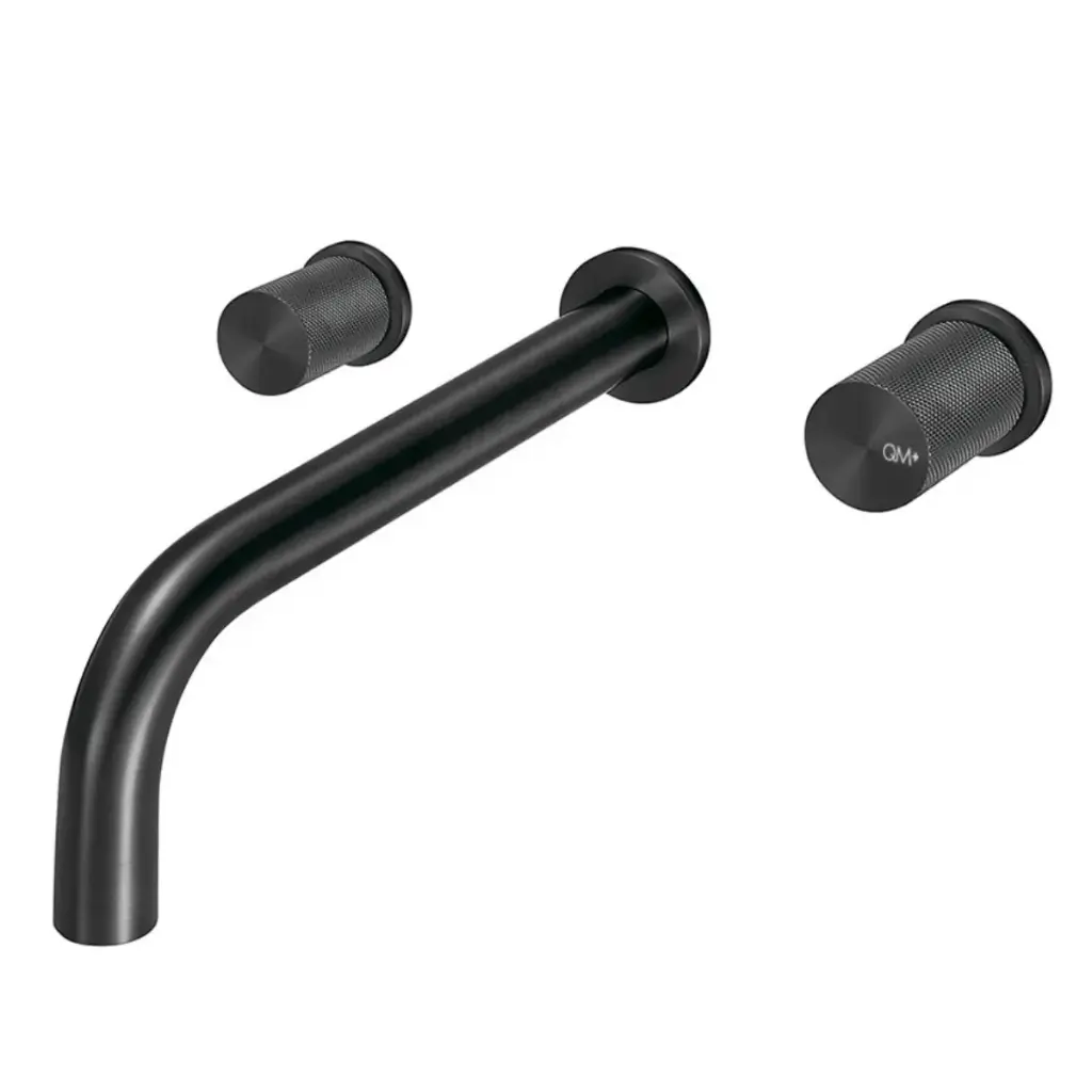 GRIFERÍA / GRUPO PARA LAVAMANOS A PARED QM+ SERIE SUPREME COLOR NEGRO BLACK MARCA QUALITY METAL