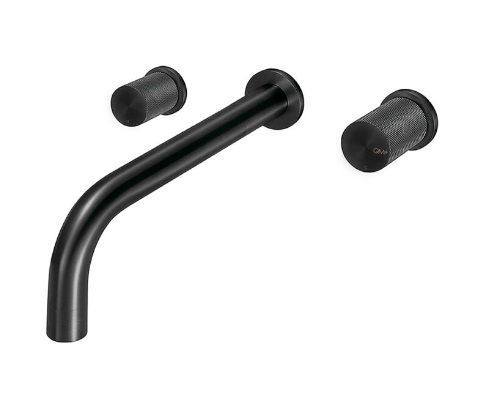 GRIFERÍA / GRUPO PARA LAVAMANOS A PARED QM+ SERIE SUPREME COLOR NEGRO BLACK MARCA QUALITY METAL