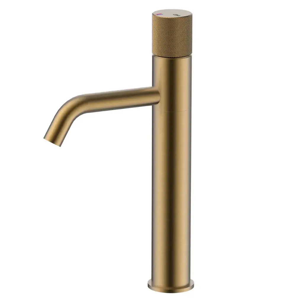 GRIFERÍA / GRUPO PARA LAVAMANOS QM+ SERIE SUPREME 30 CM COLOR DORADO GOLD MARCA QUALITY METAL