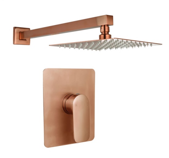 GRUPO PARA DUCHA MONOMANDO BRAZO + REGADERA SERIE CROMATICA COLOR ROSE GOLD REF GRI-751 MARCA UNIQUE