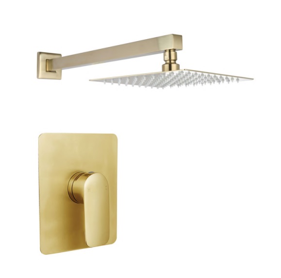 GRUPO PARA DUCHA MONOMANDO BRAZO + REGADERA SERIE CROMATICA COLOR YELLOW GOLD REF. GRI-752 MARCA UNIQUE