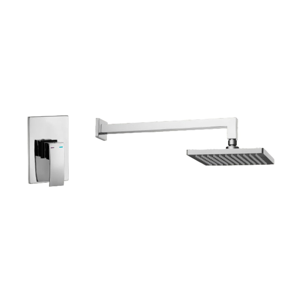 GRUPO PARA DUCHA MONOMANDO CUADRADO 8" REF. PRI024M MARCA METALES ALEADOS
