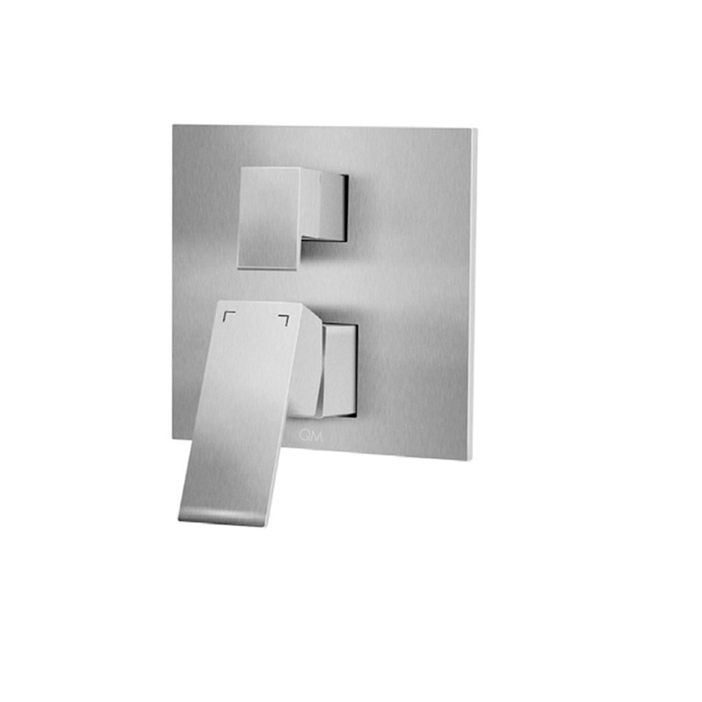 GRUPO PARA DUCHA CUADRADO MONOMANDO 2 FUNCIONES SERIE KAI COLOR SATIN MARCA QUALITY METAL