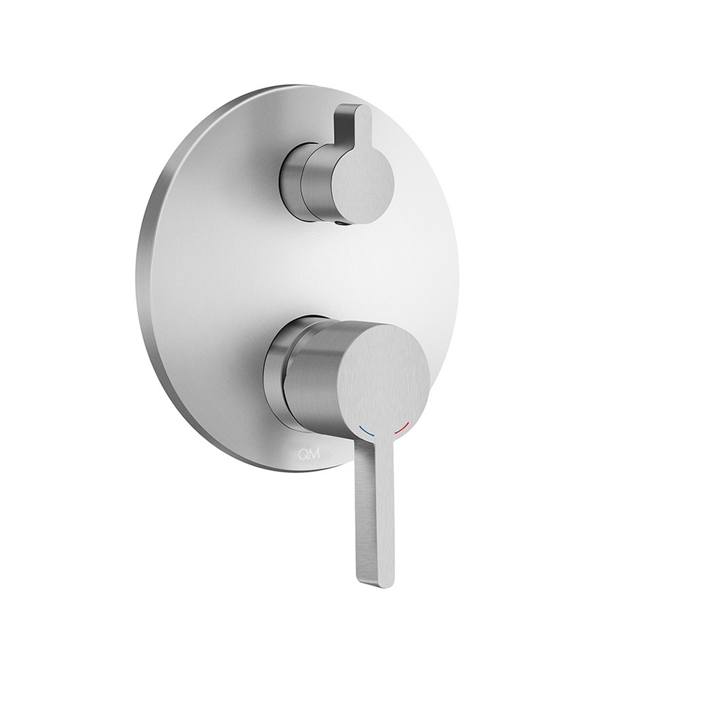 GRUPO PARA DUCHA REDONDA MONOMANDO 2 FUNCIONES SERIE DELTA COLOR SATIN MARCA QUALITY METAL
