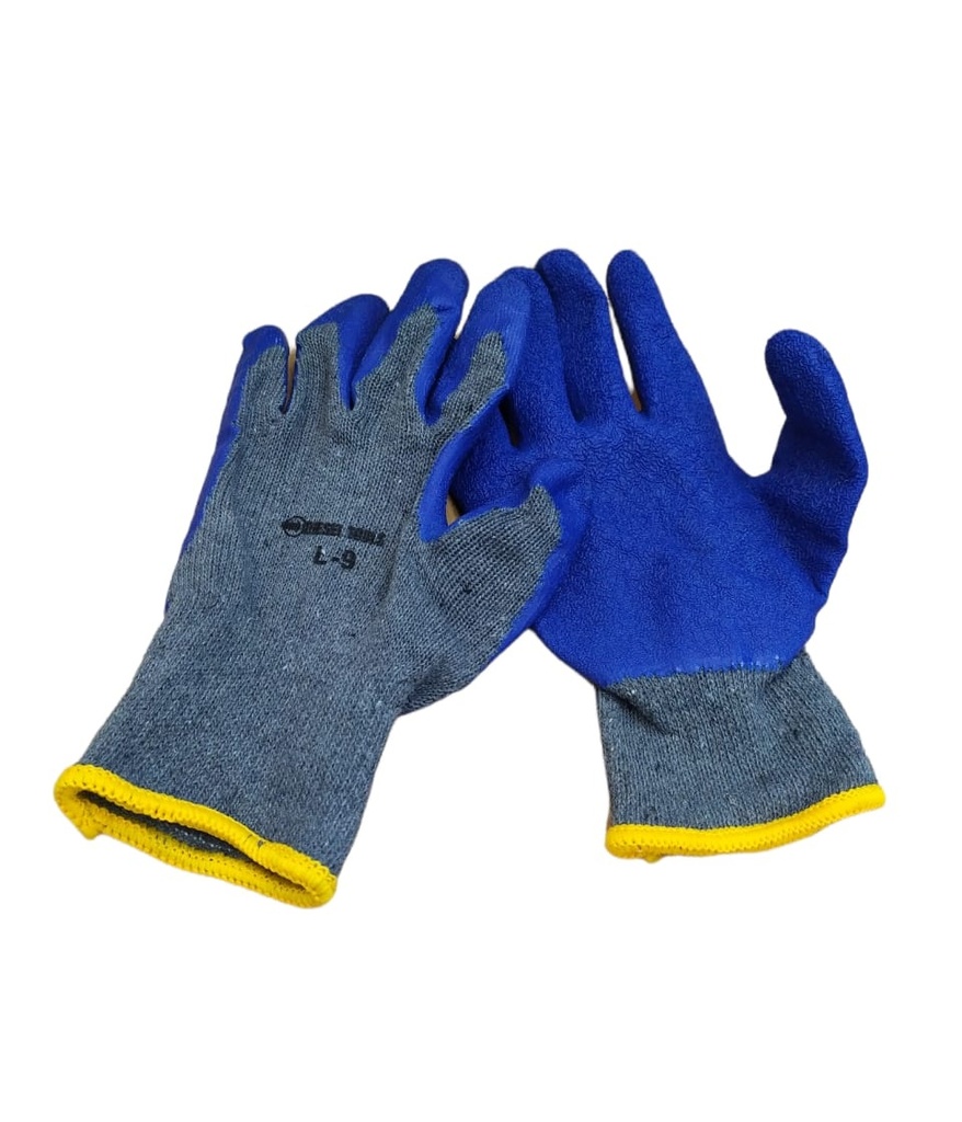 GUANTE DE TELA CON LATEX RUGOSO COLOR GRIS/AZUL 9" REF.L-9 MARCA DIESEL TOOLS