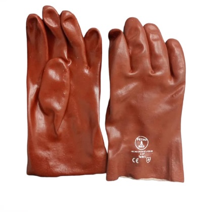 GUANTE DE PVC ANTIACIDO ROJO 12" PAR REF. 5-227 / EMG MARCA GUANTCA