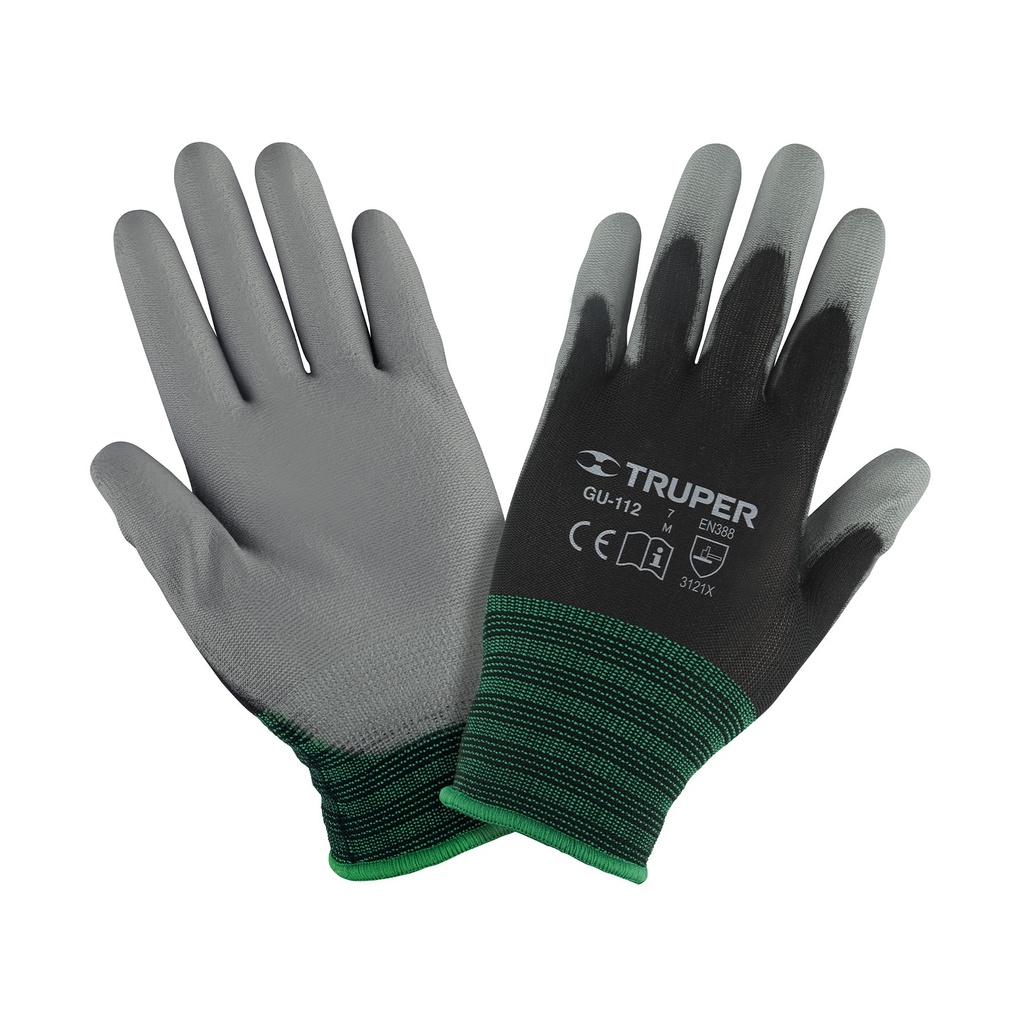 GUANTE DE NYLON GRIS CON POLIURETANO TALLA M MOD. GUX-MEC-M REF. 13290 MARCA TRUPER