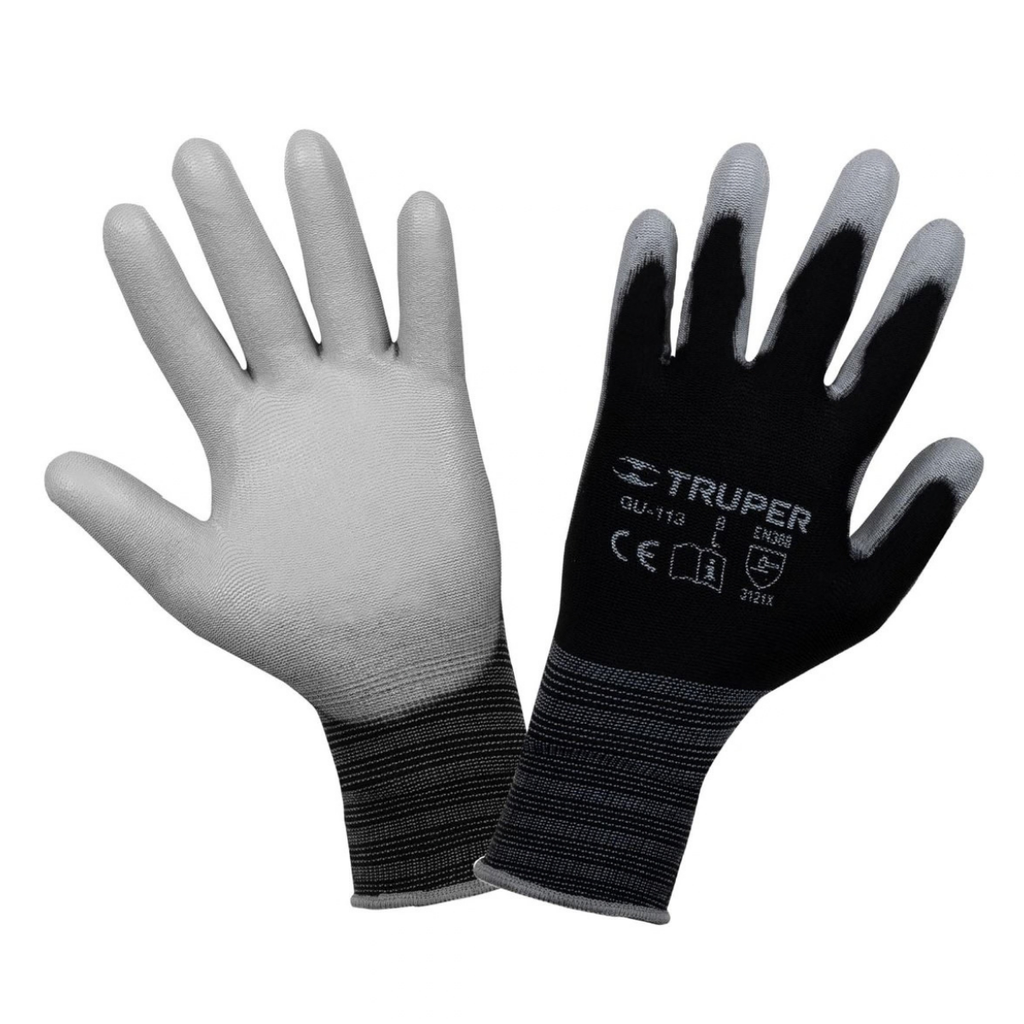 GUANTE DE NYLON GRIS CON POLIURETANO TALLA L MOD. GUX-MEC-L REF. 13292 MARCA TRUPER