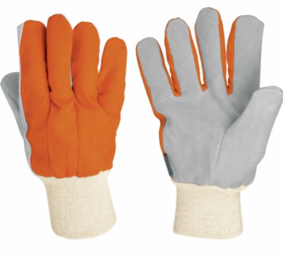 GUANTE DE CARNAZA / ALGODON GRIS - NARANJA UNITALLA MOD. GU-PAY / GU-265 REF. 14244 MARCA TRUPER