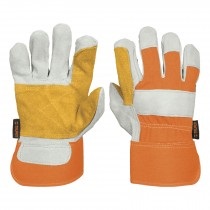 GUANTE DE CARNAZA Y LONA C/REFUERZO NARANJA TALLA UNITALLA MOD. GUTECA- REF.14246 MARCA TRUPER