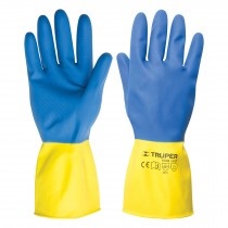 GUANTE DE LATEX PARA LIMPIEZA AZUL/AMARILLO TALLA M MOD. GU-LIL-MX REF.15268 MARCA TRUPER