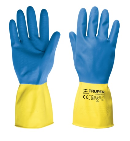 GUANTE DE LATEX PARA LIMPIEZA AZUL/AMARILLO TALLA G MOD. GU-333-G REF.15269 MARCA TRUPER