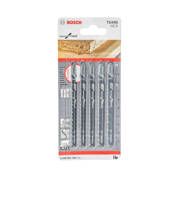 JUEGO DE HOJA DE SIERRA CALADORA P/MADERA CORTE RAP. T144D 5-50 MM REF. 2608630040 / 876412 BOSCH