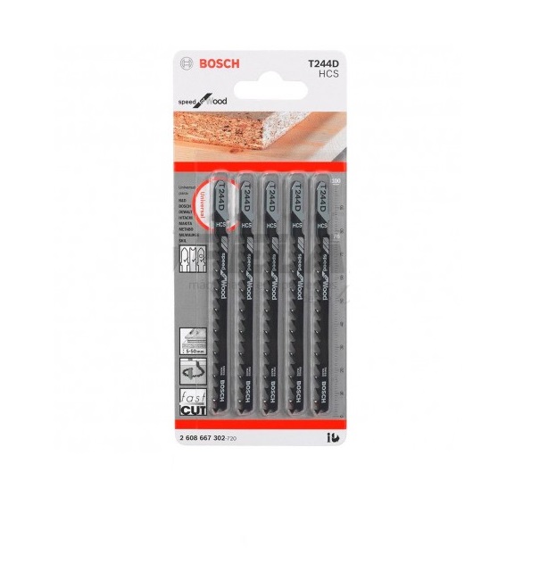 JUEGO DE HOJA DE SIERRA CALADORA P/MADERA T244D 5-50MM REF.2608630058 / 876425 / 006859 MARCA BOSCH
