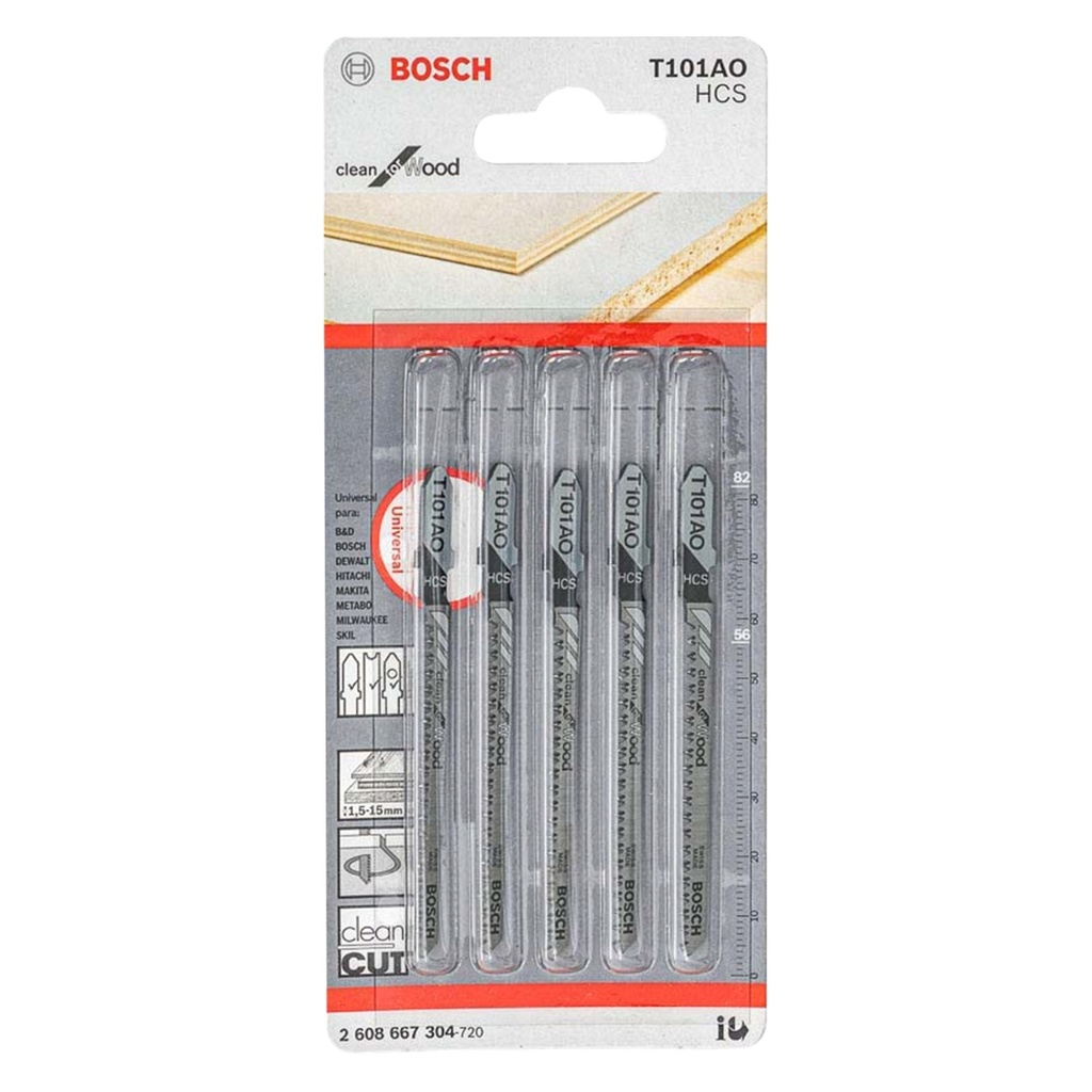 JUEGO DE HOJA DE SIERRA CALADORA MADERA C/LIMP T101AO 1-1,5MM REF. 2608630031/ 876438/ 006798 BOSCH