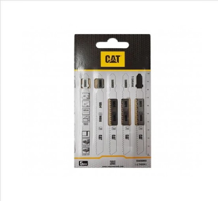 HOJA DE SIERRA CALADORA 4,5" 10TPI USO MADERA-PLASTICO HCS 5 PZAS C/ LIMPIO REF. DA06003 MARCA CAT