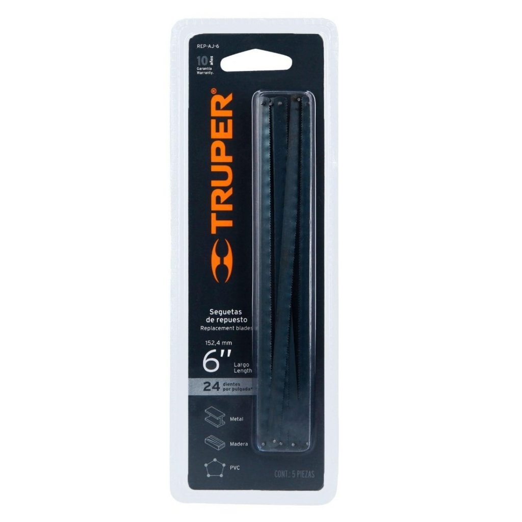 REPUESTO DE HOJA DE SEGUETA 24D X 6" ( 5 UND ) MOD. REP-AJ-6 REF. 10220 MARCA TRUPER