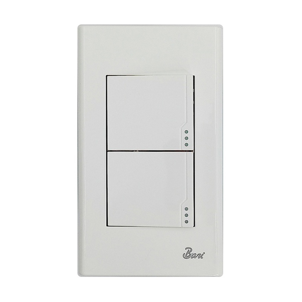 INTERRUPTOR DOBLE SERIE SEMPLICE COLOR BLANCO REF. INT-01.02 MARCA BARI