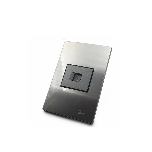 TOMA PARA TELEFONO SERIE INOX COLOR ACERO INOXIDABLE REF. INT-02.05 MARCA BARI