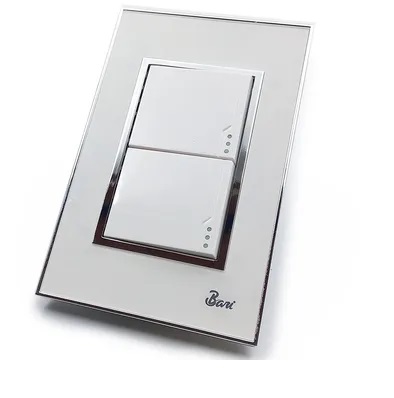 INTERRUPTOR DOBLE SERIE BIANCO COLOR BLANCO C/ CROMADO REF. INT-04.02 MARCA BARI