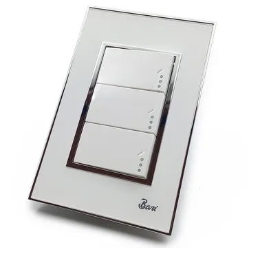 INTERRUPTOR TRIPLE SERIE BIANCO COLOR BLANCO C/ CROMADO REF. INT-04.03 MARCA BARI
