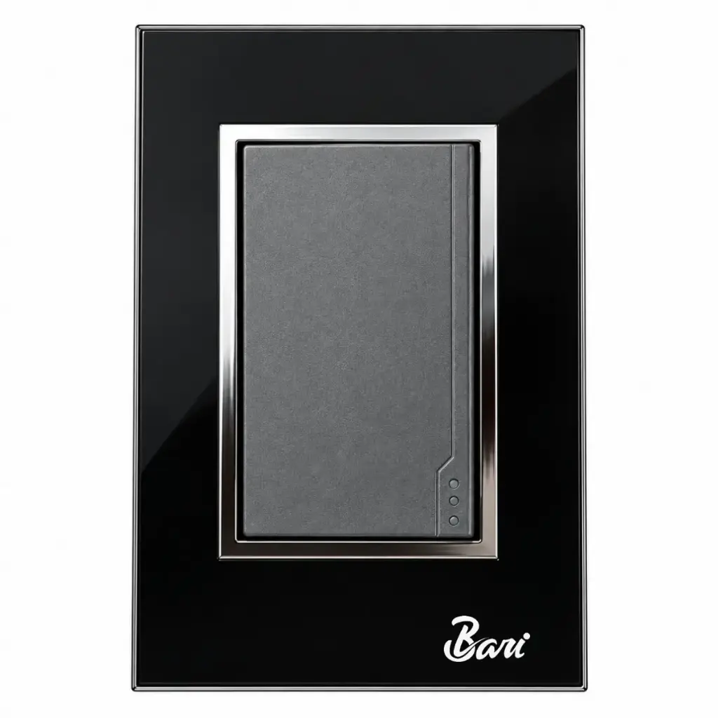 INTERRUPTOR SENCILLO SERIE NERO COLOR NEGRO C/CROMADO REF. INT-05.01 MARCA BARI