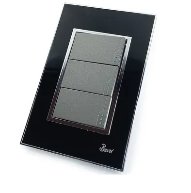INTERRUPTOR TRIPLE SERIE NERO COLOR NEGRO C/CROMADO REF. INT-05.03 MARCA BARI